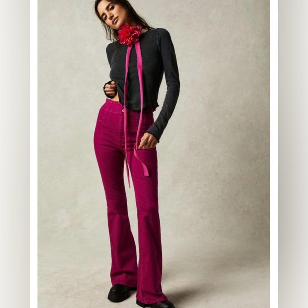 We The Free Magenta Flare Jeans